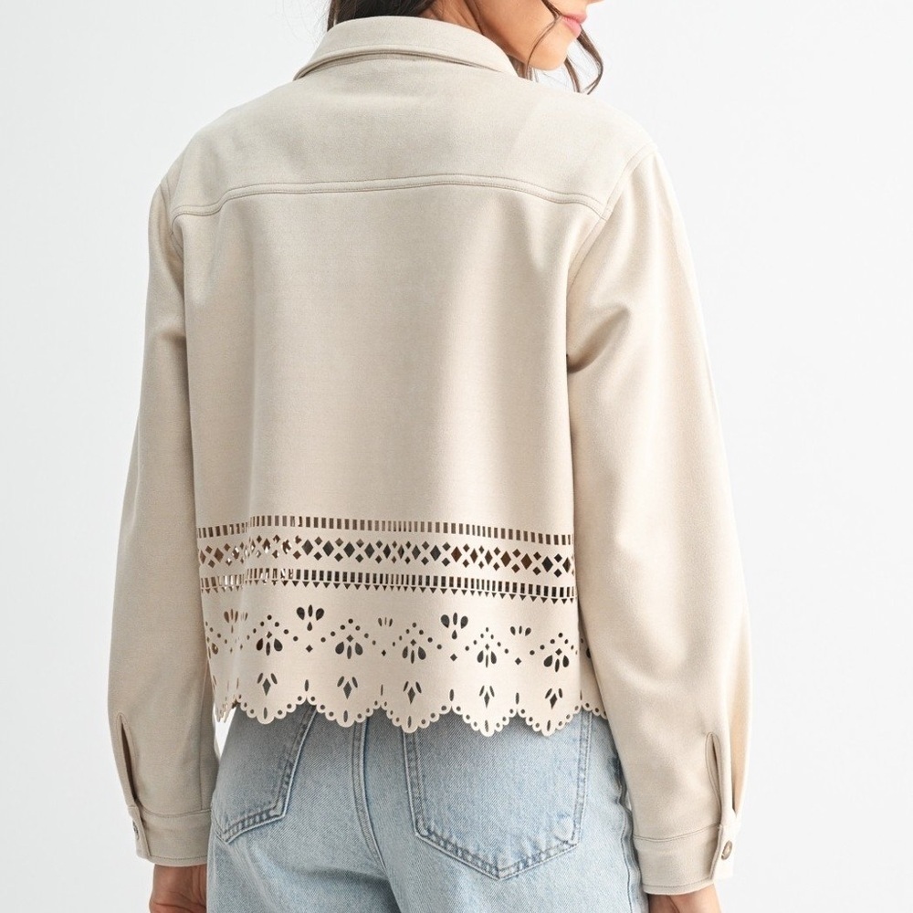 Boutique Laser-Cut Hem Jacket – Cream - Picture 4 of 4